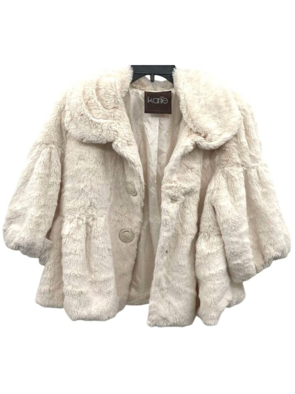 Karlie Cream Faux Fur Cape Jacket Size Large